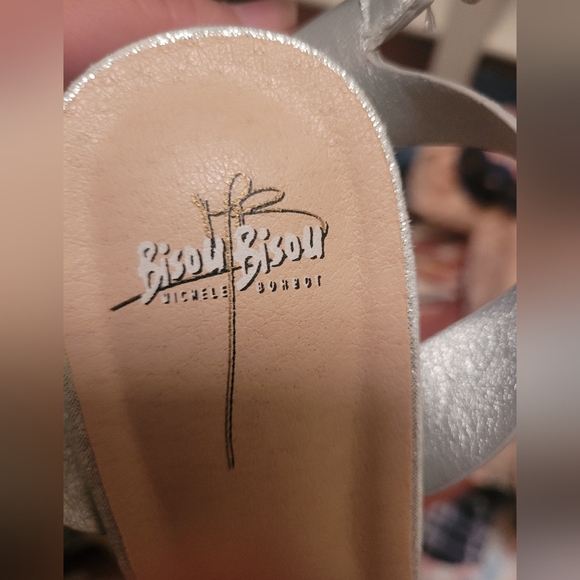 Silver Rhinestone Platform Block Heels - Picture 6 of 7